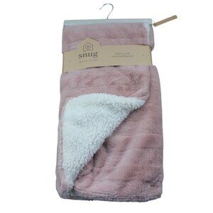 Snug Pink Baby Blanket Sherpa Fleece Oversized Infant Girls Ivory Soft NWT